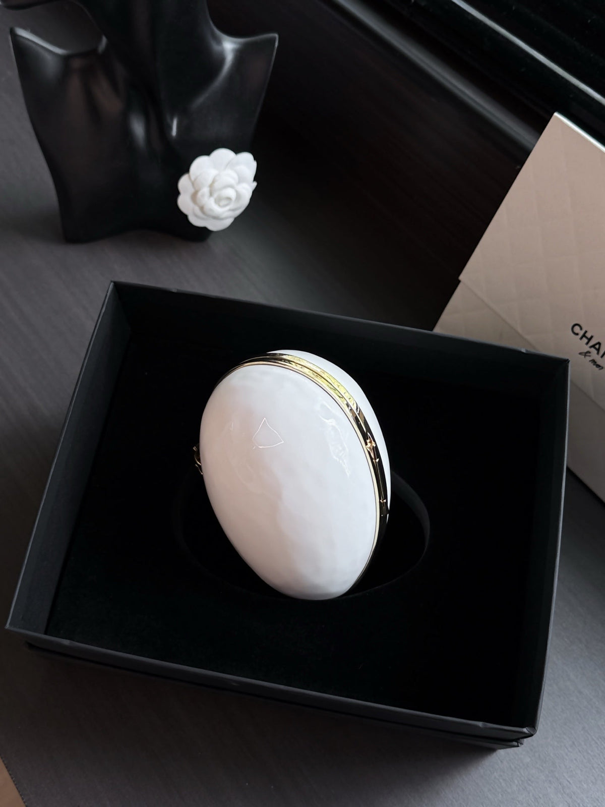 CC 26S Egg Minaudière Pearly 29cm White Composite