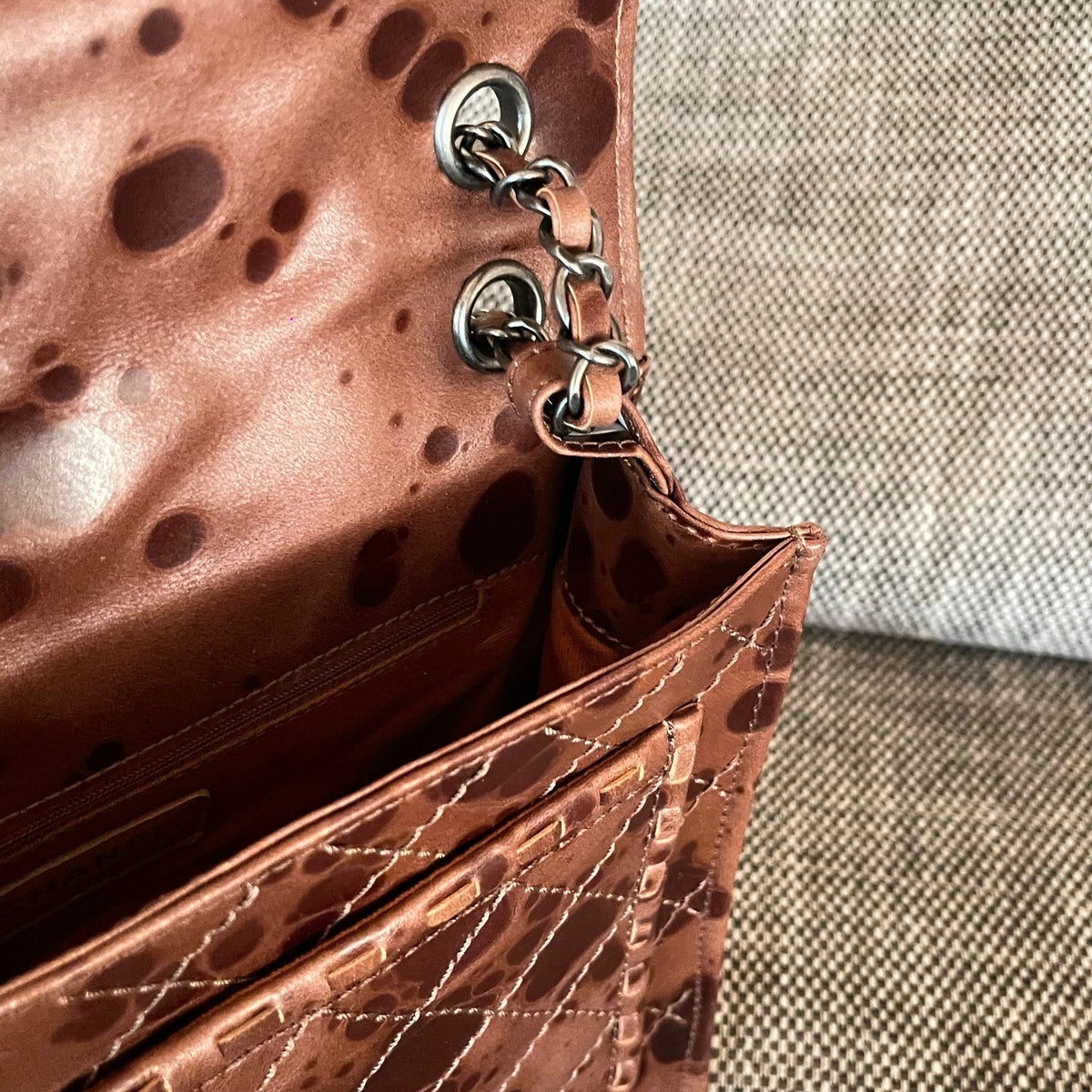 CC Vintage CC Flap Bag 26cm Brown Tortoiseshell Synthetic Leather
