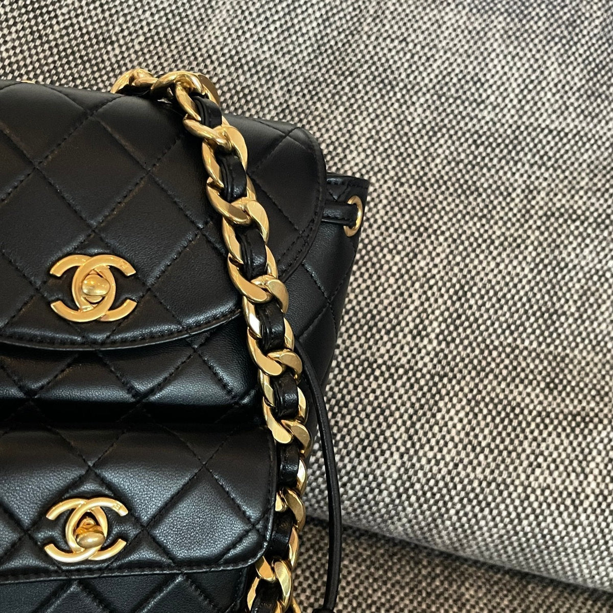 CC Mini Duma Backpack 21cm Black Lambskin