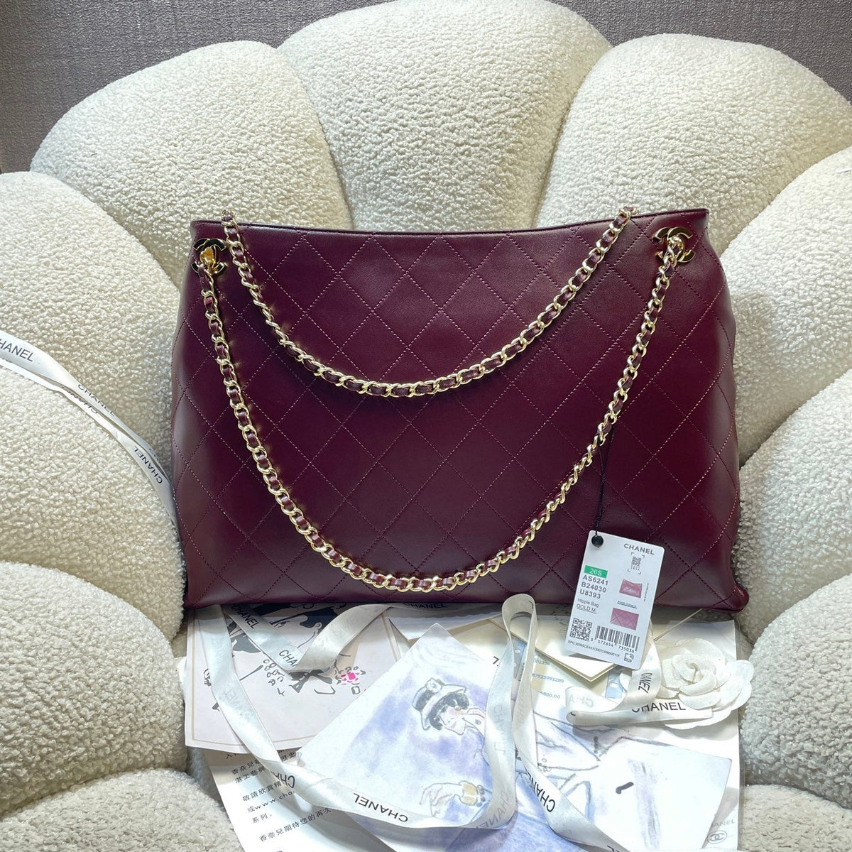CC 26S Large Tote Bag 40cm Burgundy Calfskin GHW