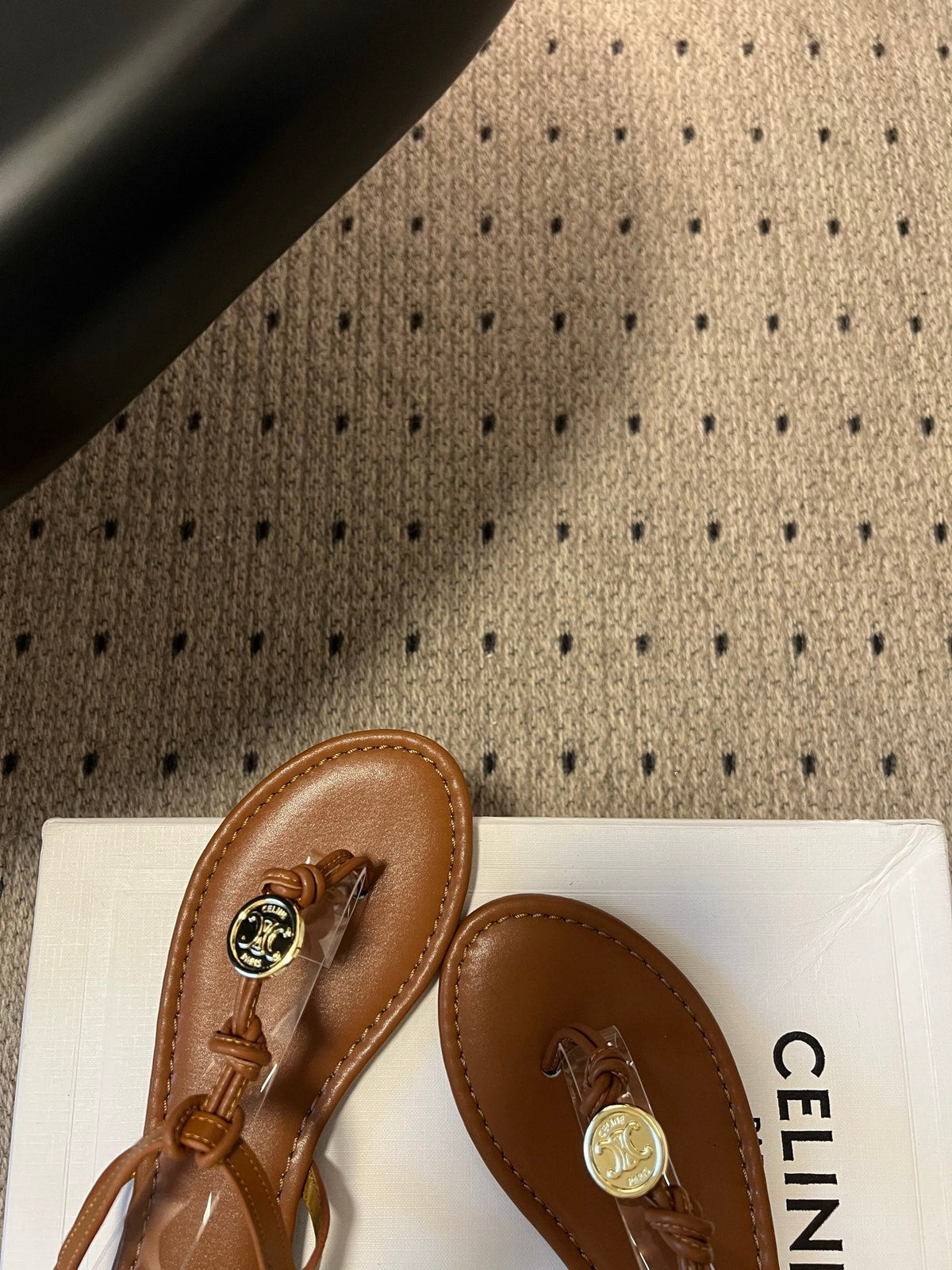 Celine 26ss Penny Thong Flat Sandals Goatskin Leather
