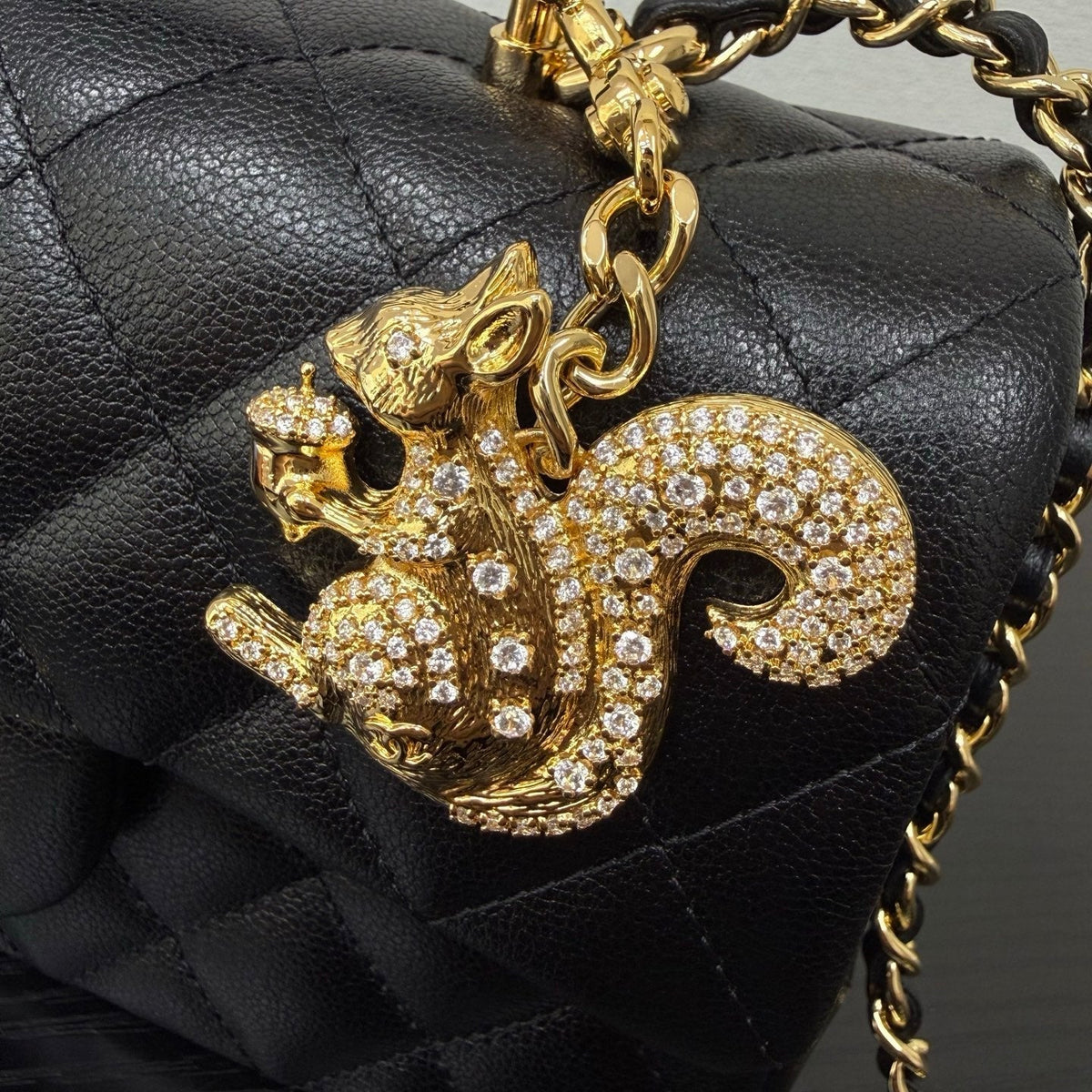 CC 26P Top Handle Classic Flap 20 Squirrel Charm Black Caviar Leather 163715