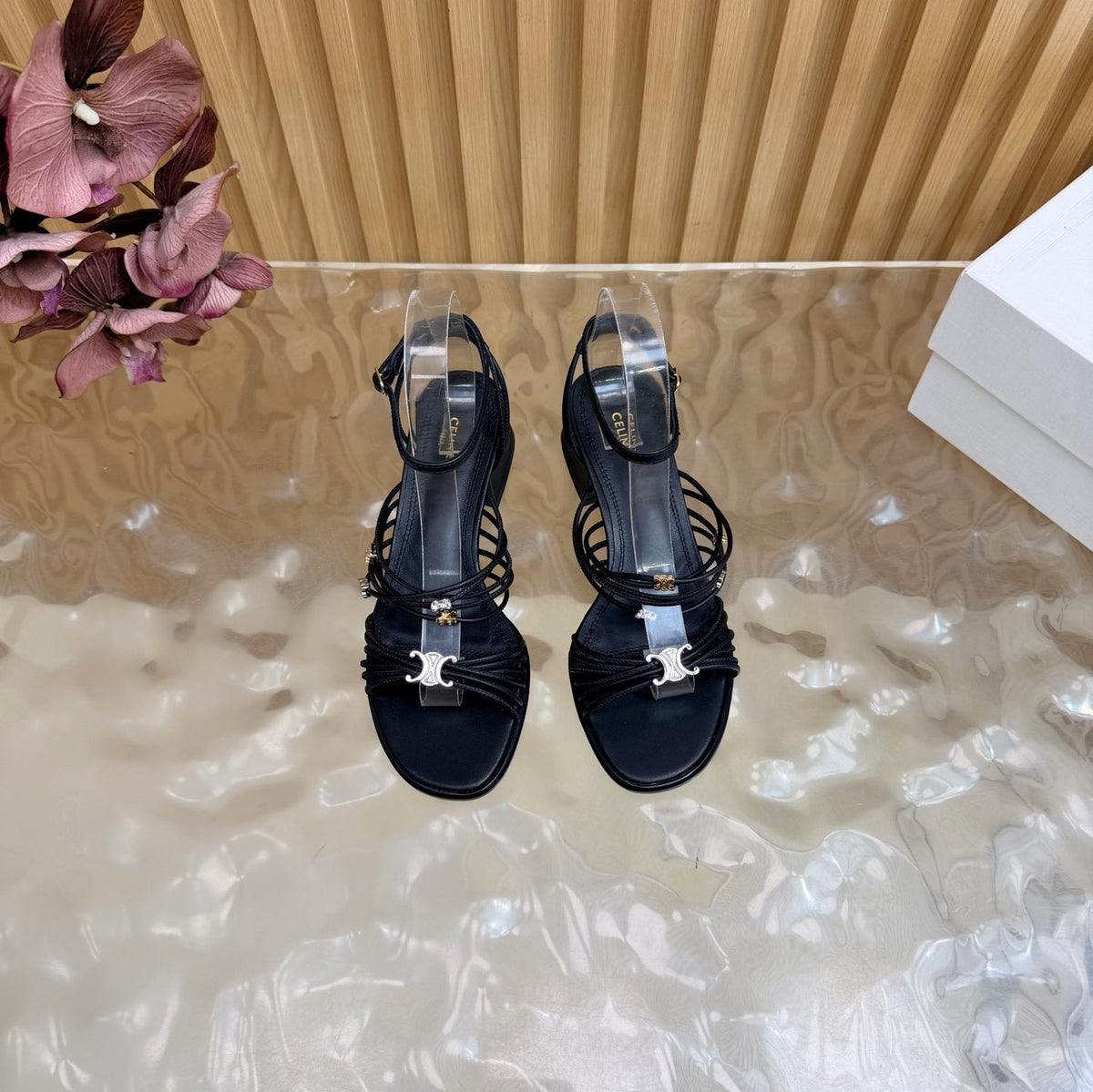 CE Clémence Triomphe Heeled Sandals Black Leather 949370