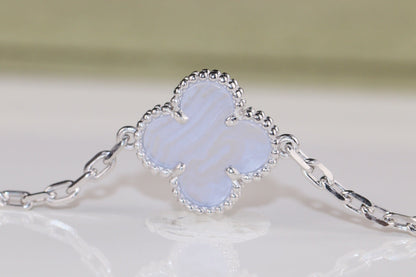 VCA Clover Blue Mop 5 Motifs Sliver Bracelet
