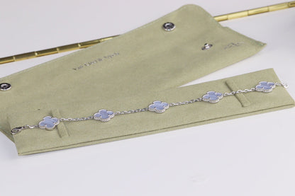 VCA Clover Blue Mop 5 Motifs Sliver Bracelet
