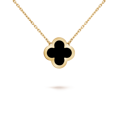 PURE CLOVER PINK GOLD ONYX NECKLACE