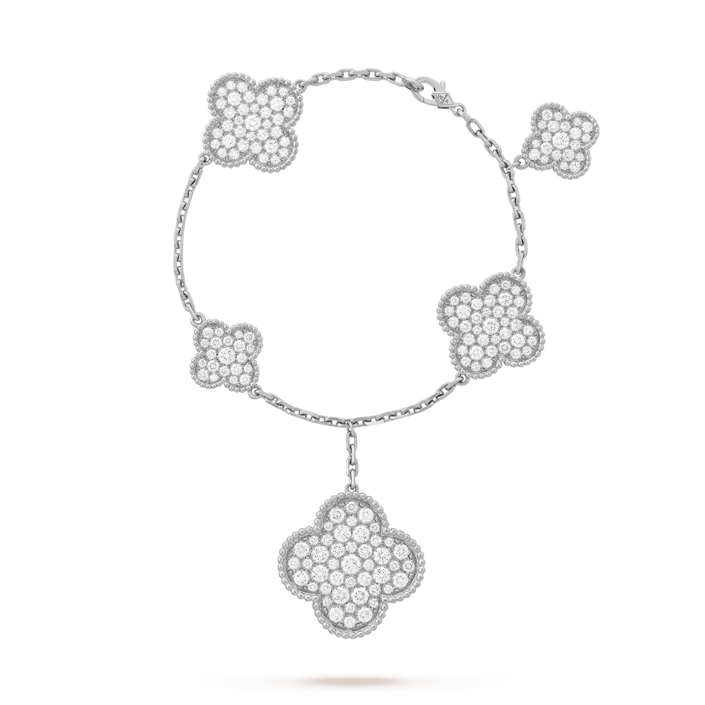 Magic Alhambra 6 Motifs Silver Diamond Bracelet