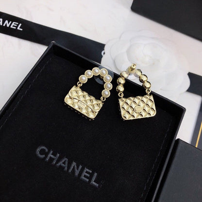 Chanel Pearl Quilted Flap Bag Earrings