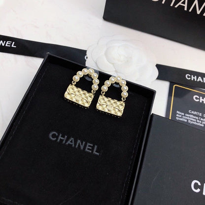 Chanel Pearl Quilted Flap Bag Earrings