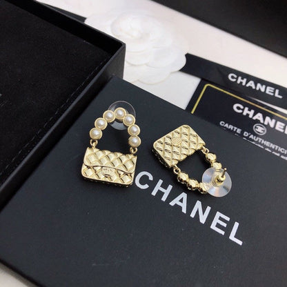 Chanel Pearl Quilted Flap Bag Earrings