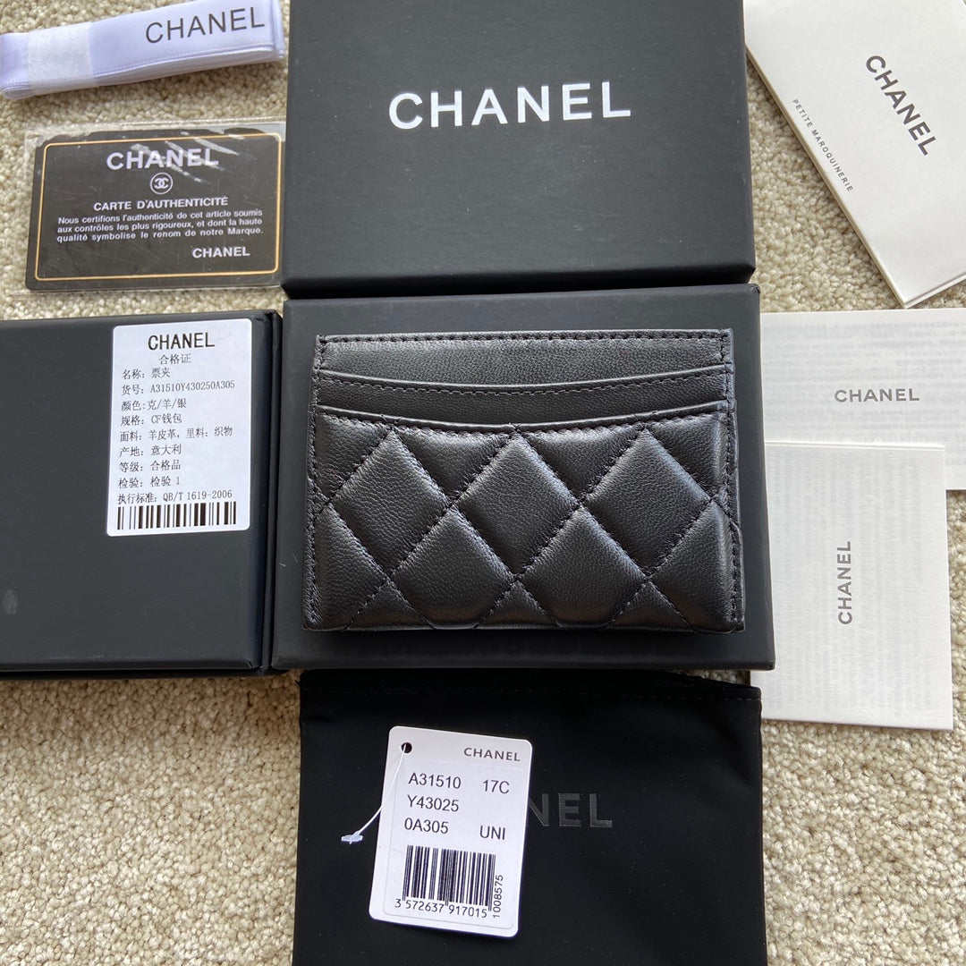 CC Classic Card Holder Black Sheepskin Sliver Steel 173997