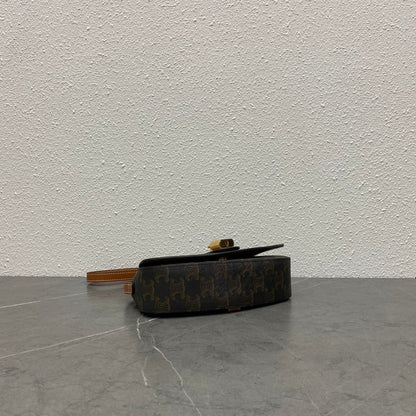 Celine 2026 Tabou Clutch on Strap Triomphe Canvas Calfskin 281765