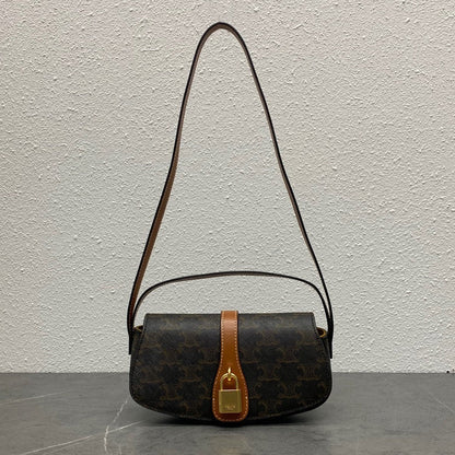 Celine 2026 Tabou Clutch on Strap Triomphe Canvas Calfskin 281765