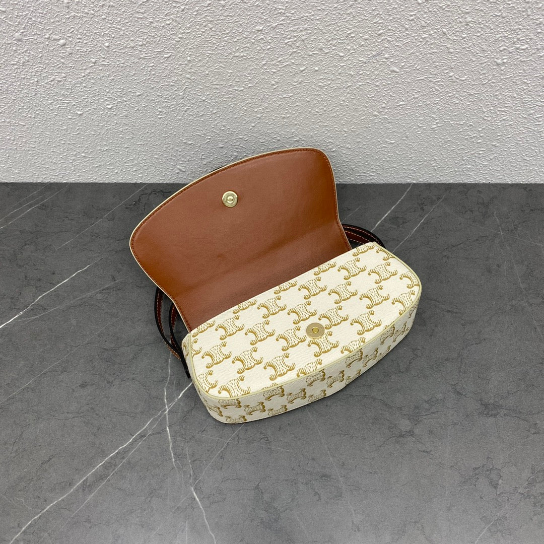 Celine 2026 Tabou Clutch on Strap Triomphe Canvas Calfskin 281765