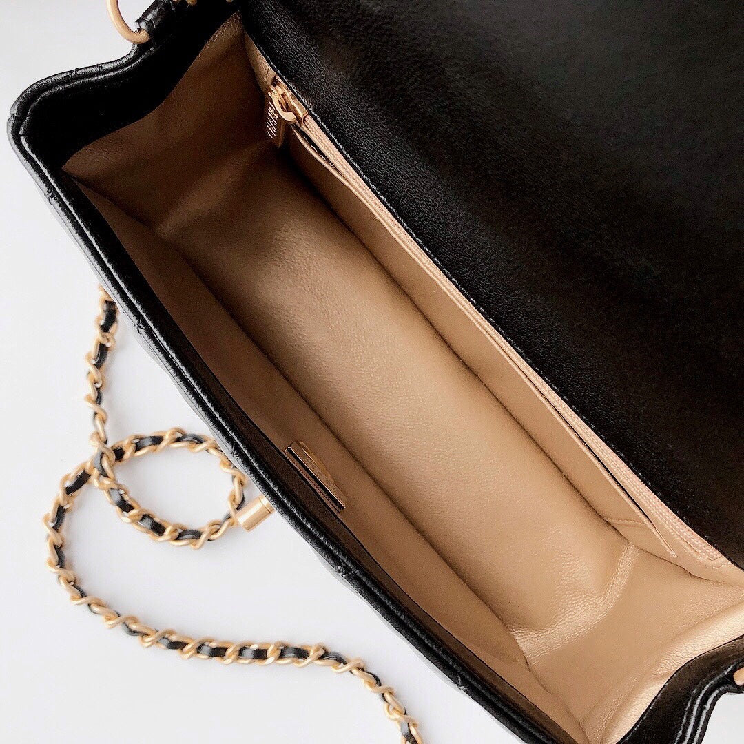 CC Crush Mini Rectangular Flap Bag Black Lambskin