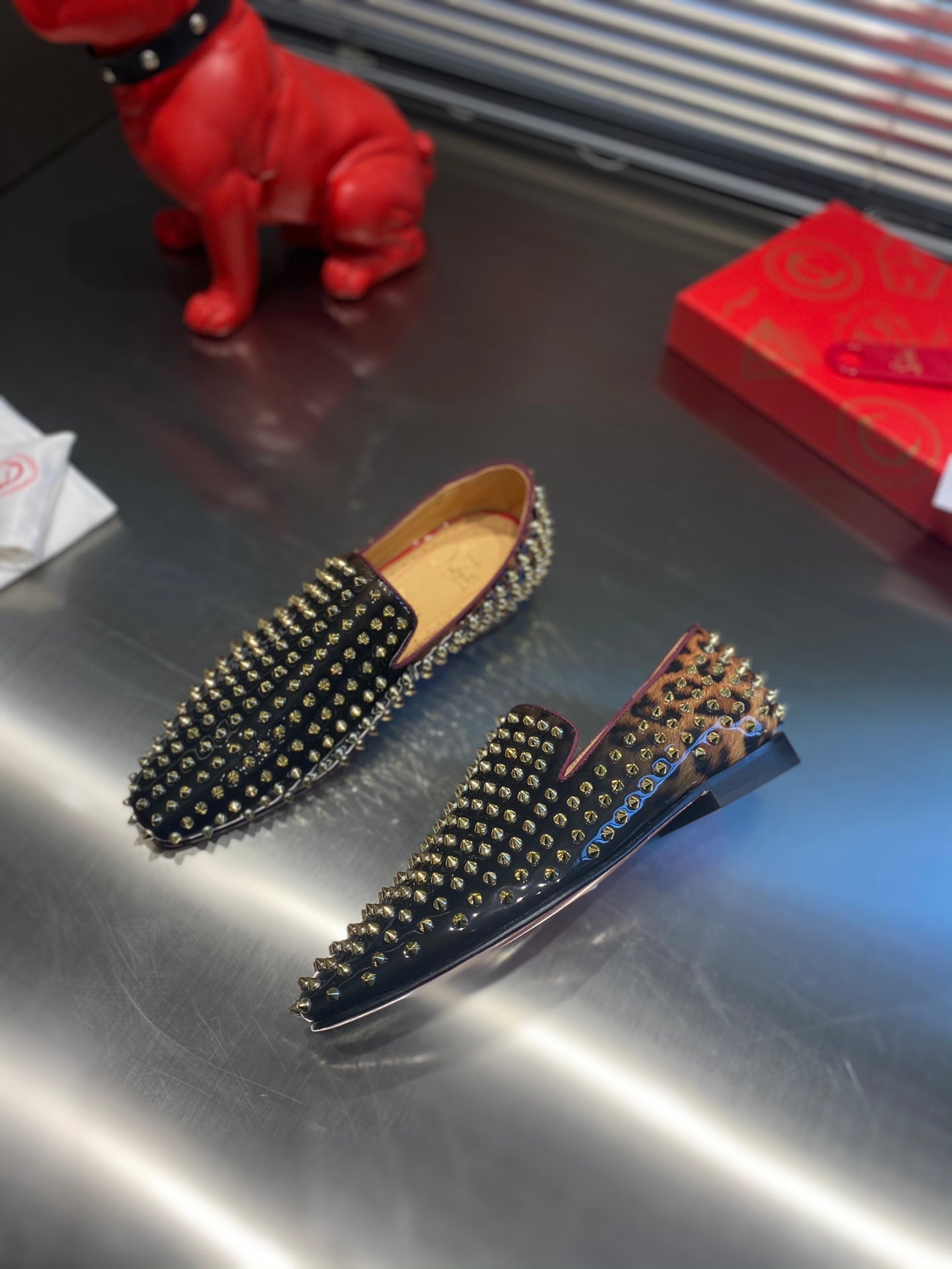 Christian Louboutin Dandelion Spike Loafer Suede Leather 863793