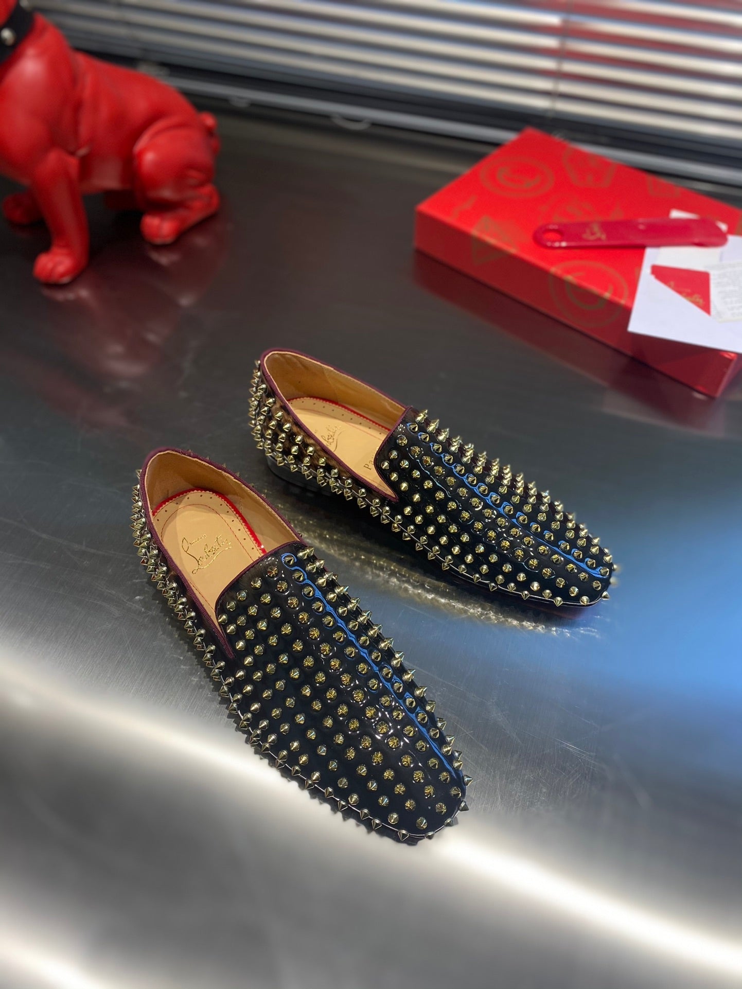 Christian Louboutin Dandelion Spike Loafer Suede Leather 863793