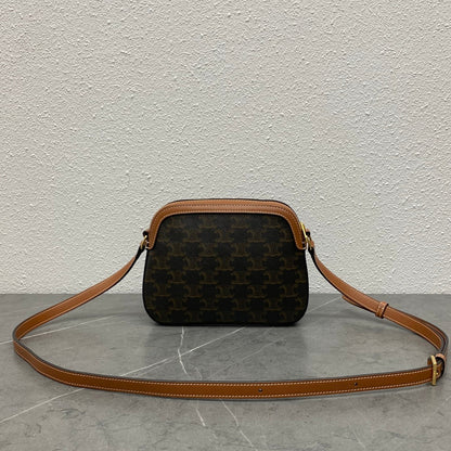 Celine 2026 Camera Bag 20cm Black Brown Canvas Leather 281916