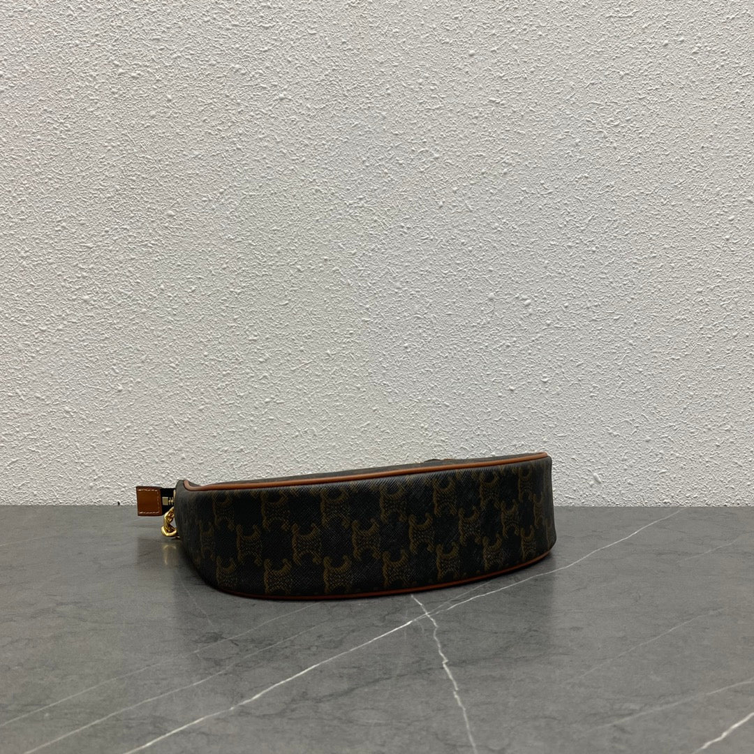 Celine 2026 Ava Bag 25cm Black Brown Triomphe Canvas Calfskin