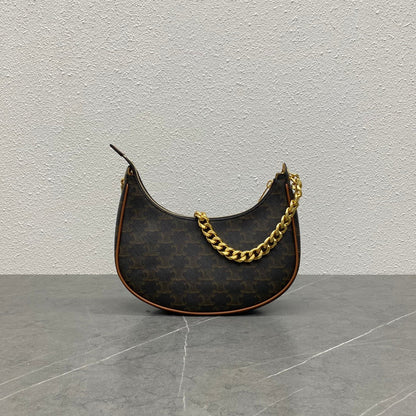 Celine 2026 Ava Bag 25cm Black Brown Triomphe Canvas Calfskin
