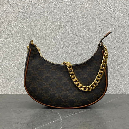 Celine 2026 Ava Bag 25cm Black Brown Triomphe Canvas Calfskin