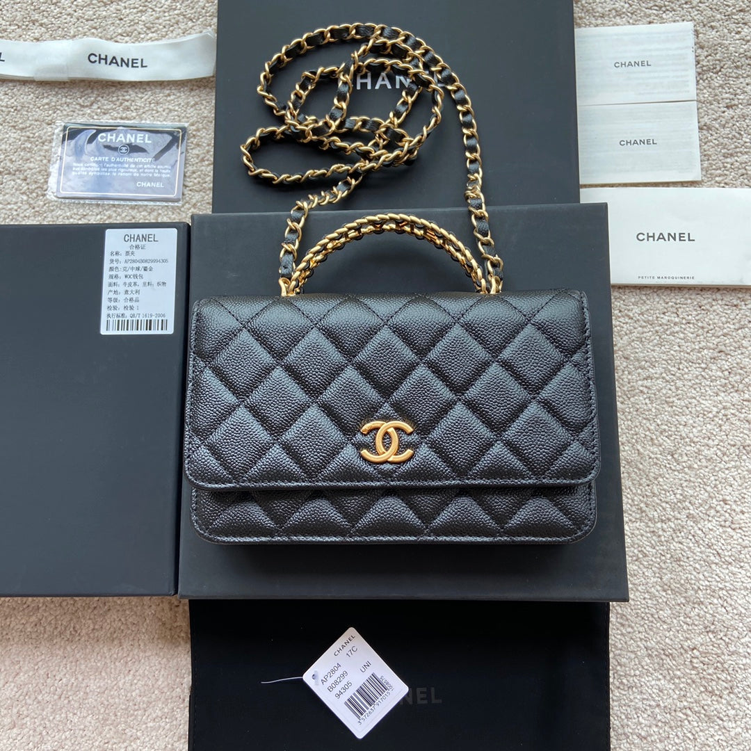 CC Logo Flap Bag 20cm Black Caviar GHW 235167