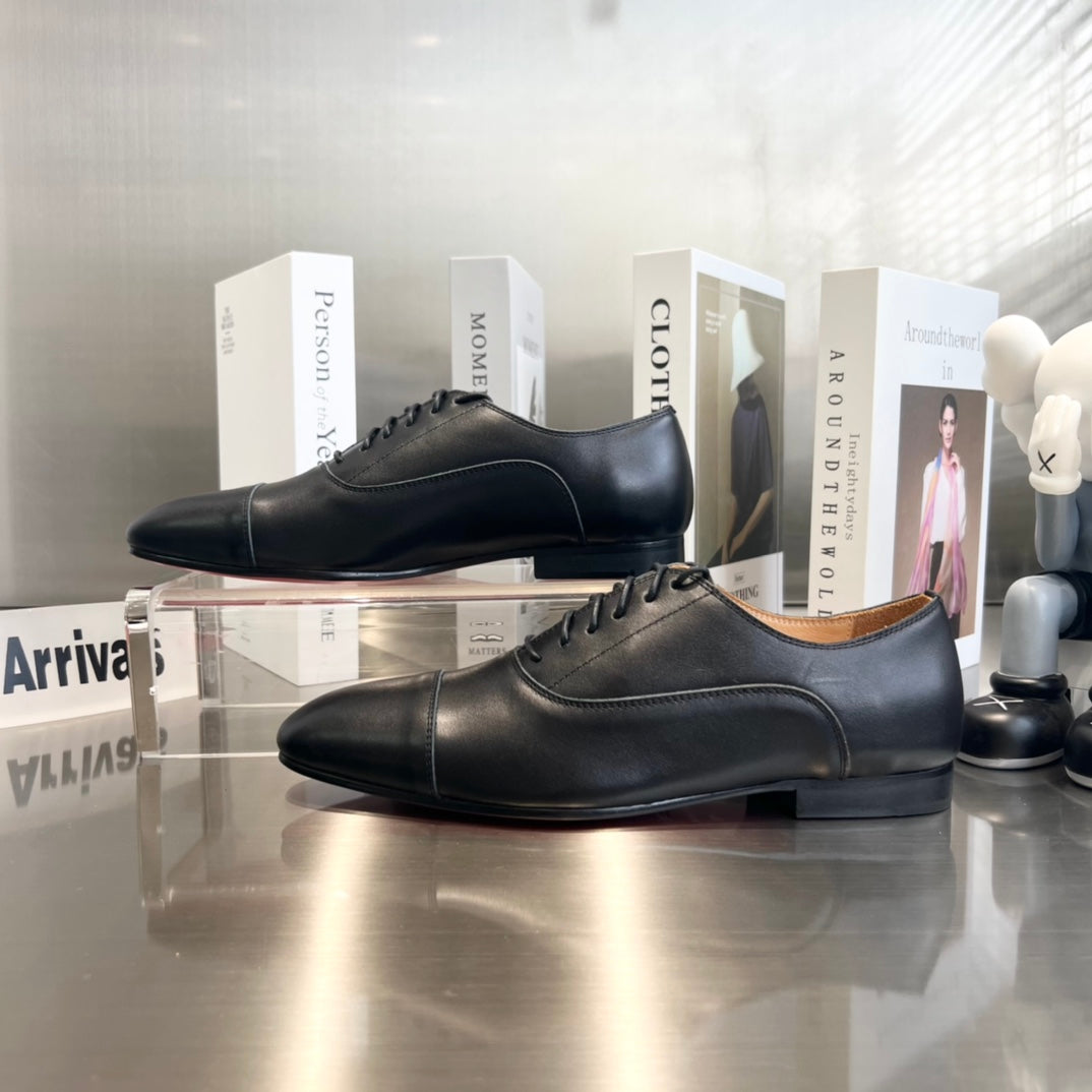 Christian Louboutin 2026 Greggo Oxford Shoe Black Red Calfskin 384247
