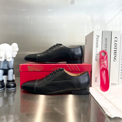 Christian Louboutin 2026 Greggo Oxford Shoe Black Red Calfskin 384247
