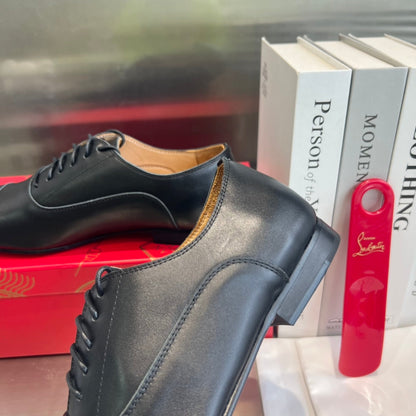 Christian Louboutin 2026 Greggo Oxford Shoe Black Red Calfskin 384247