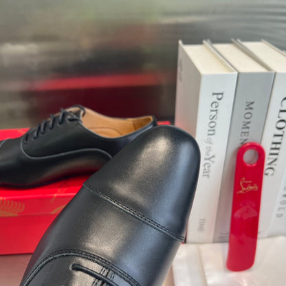 Christian Louboutin 2026 Greggo Oxford Shoe Black Red Calfskin 384247
