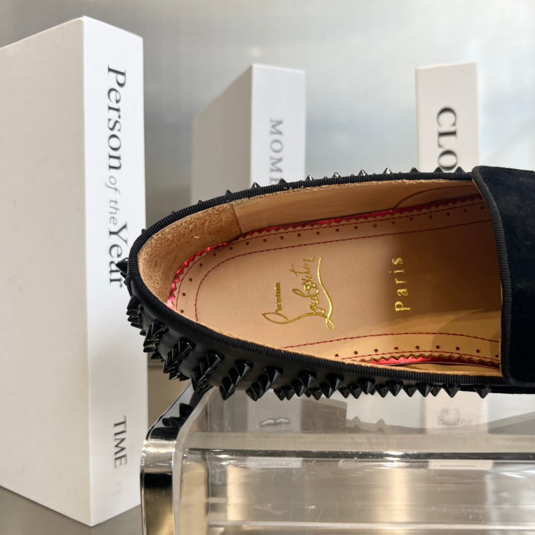 Christian Louboutin Loafer Tassel Suede Patent Leather 863799