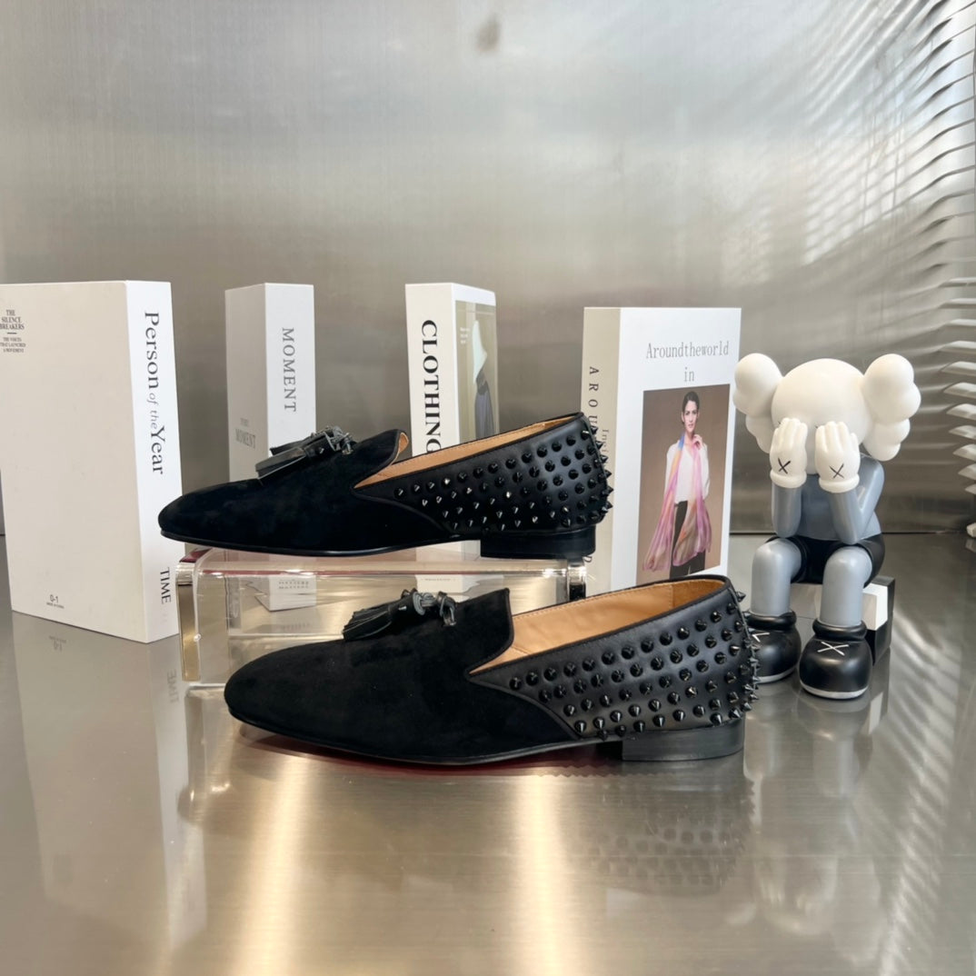 Christian Louboutin Loafer Tassel Suede Patent Leather 863799