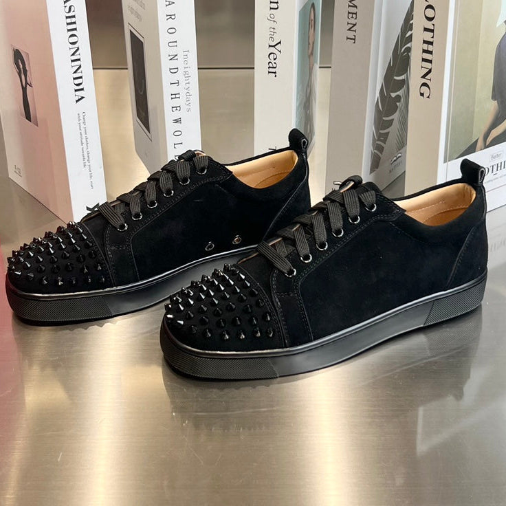 Christian Louboutin Louis Junior Spikes Black Suede 686349