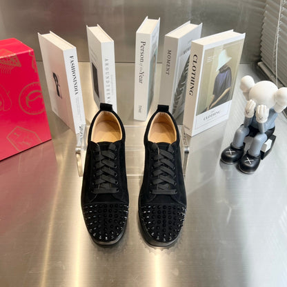 Christian Louboutin Louis Junior Spikes Black Suede 686349