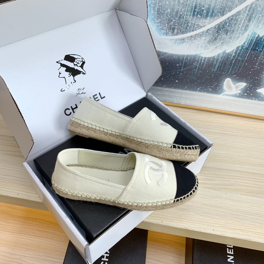 Chanel 2026 Espadrilles Cream mix Black Canvas 824941