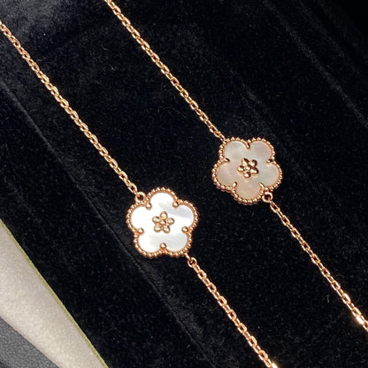 VCA Lucky Spring Flower White Mop 1 Diamond Pink Gold Bracelet