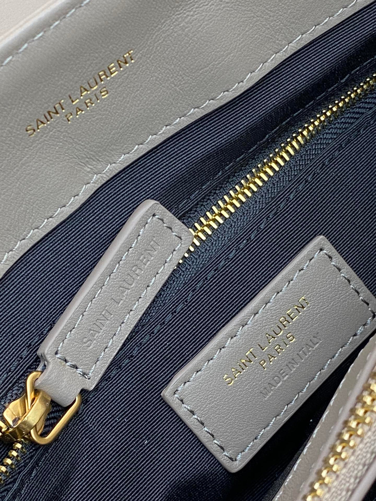 LOULOU MEDIUM 32 GREY QUILTED LEATHER GOLD HARDWARE