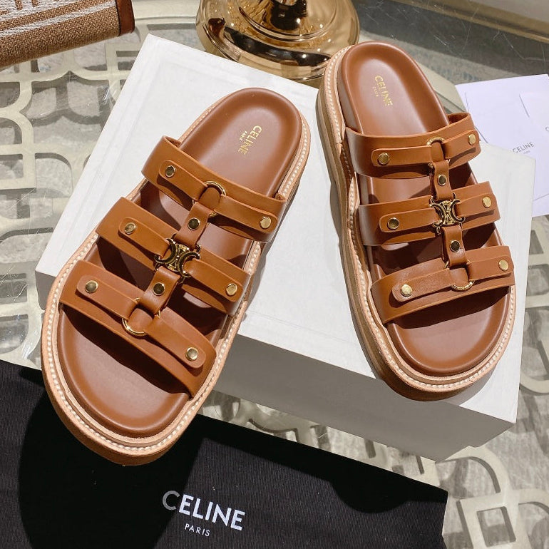Celine 26 Tippi Slide Sandals Calfskin Leather 736590
