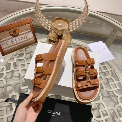 Celine 26 Tippi Slide Sandals Calfskin Leather 736590