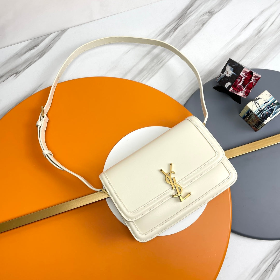 YSL Solferino Small Satchel Bag White Calfskin 285573