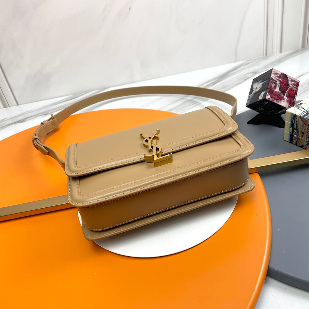 YSL Solferino Small Satchel Bag Deep Beige Calfskin 285579