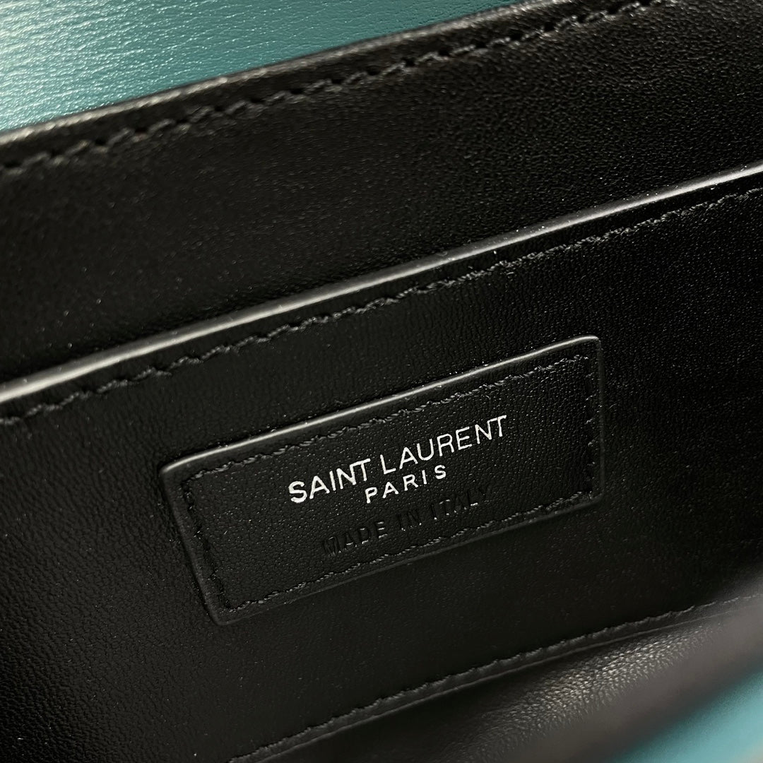 YSL Solferino Mini Satchel Bag Teal Blue Calfskin 285594