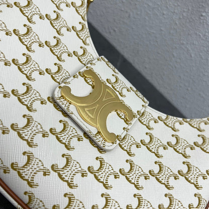 Celine 2026 Ava Bag 23cm Triomphe Canvas White Calfskin