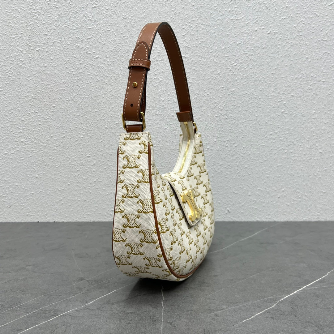 Celine 2026 Ava Bag 23cm Triomphe Canvas White Calfskin