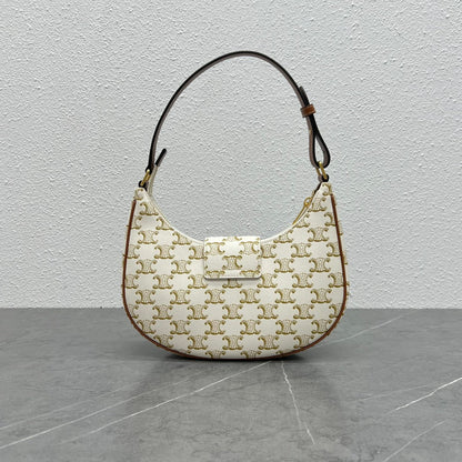 Celine 2026 Ava Bag 23cm Triomphe Canvas White Calfskin
