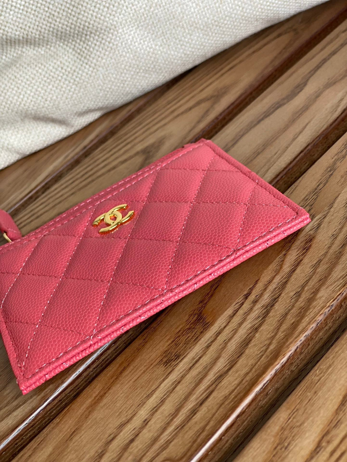 CC A84105 Coin Case Pink Gold Metal Caviar 240733