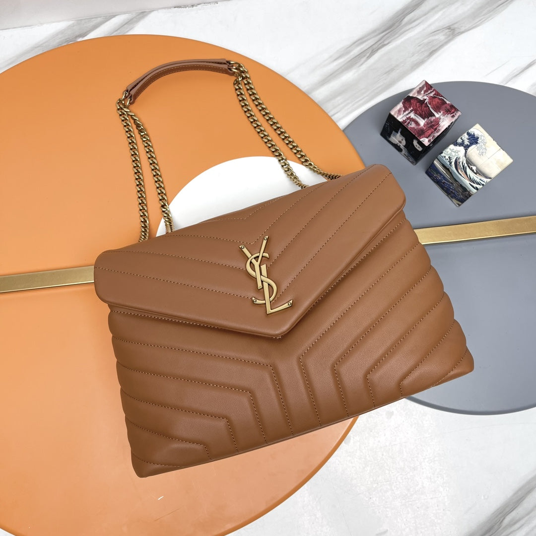YSL Large Loulou Bag 33cm Tan Brown Lambskin