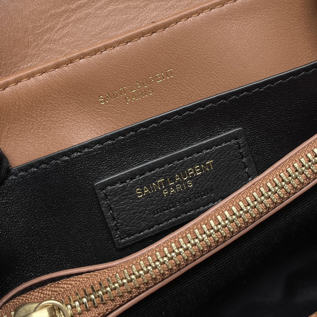 YSL Small Loulou Bag 23cm Tan Brown Lambskin