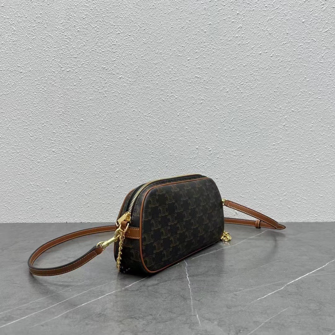 Celine 2026 Multi Bag 26cm Black Brown Canvas Leather