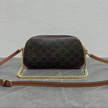 Celine 2026 Multi Bag 26cm Black Brown Canvas Leather